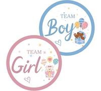 60 Pieces Gender Reveal Stickers - Waterproof Baby Shower Decorations with Cute Bear Design for Party Supplies (30 Pink + 30 Blue)