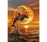 60 Pieces Jigsaw Puzzles for Adults,Family Challenging Puzzle Game,Fun Intellectual Art puzzles for Decompression and Home Decor Sunset Sea Dolphins(15.7x11 inch)