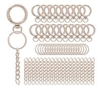 60 Pieces Key Chain Ring Set Including 20 Pieces Keychain with 20 Pieces Open Jump Rings Connectors and 20 Pieces Swivel Spring Snap for Keychain DIY Jewelry Making Findings - Silver