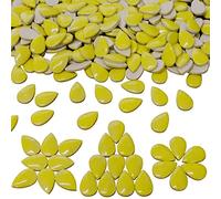 60 Pieces Kiln Transformation Ceramics Mosaic Tiles for Crafts, Yellow Raindrop Bulk Ceramics Pieces Mosaic Supplies for Mosaic Projects Home Decoration(18x28mm)