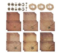 60 Pieces Letter Paper Envelopes Set Vintage Writing Paper with Envelope 24 Letter Paper A5 12 Retro Envelopes 12 Metal Pendant 12 Jute Rope Kraft Paper Antique for Greetings