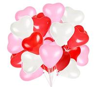 60 Pieces Love Heart Balloons Red Pink White Latex Heart Balloons for Valentines Day Wedding Anniversary Engagement Birthday Garden Company Celebration Graduation Prom Party Romantic Decoration