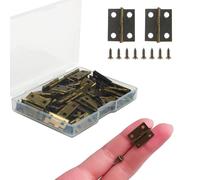 60 Pieces Mini Butt Hinges, 18 x 15mm Antique Bronze Copper-Plated Iron with 240 Screws & Storage Case, Decorative Replacement Hinges for Jewellery Boxes, Cabinets, Photo Frames, DIY Handmade Crafts