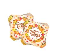 60 Pieces Mini Pumpkin Maple Leaf Pattern Disposable Beverage Napkins Thanksgiving Themed Serviettes Cocktail Paper Napkin 2 Ply for Fall Autumn Holidays Luncheon Dinner Party Supplies,33x33 cm