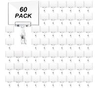 60 Pieces Rotating Clip on Sign Holder Plastic Merchandise Retail Display Sign Clip Holder with Clamp Pop Swivel Rack Card Sign Business Store Price Tags Sign Holder