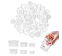 60 Pieces Salt and Pepper Shaker Stoppers in 6 Sizes - Reusable Round Plastic End Caps for Bottles with Diameter 11/13/15/17/19/24mm - Clear Replacement Bottle Caps