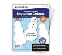 60 Pieces Snowman Cutouts for Crafts and Classroom Decor, White Paper Shapes for Winter Art Projects, Holiday Cards, and Bulletin Boards, Made in USA