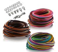 60 Pieces Suede Cords for Jewellery Making, SOSMAR Faux Leather Cord String Rope Thread 3mm X 1m Suede Cords for Making Bracelets Dream Catcher Home DIY Crafts with Cord Ends, Jump Rings, Clasps