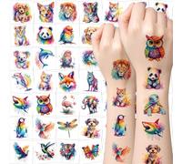 60 Pieces Temporary Watercolor Tattoos for Kids Cute Lion Tiger and Horse Stickers Birthday Party Supplies for Girls Boys Body Art