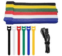 60 Pieces Velcro Cable Ties Straps, Reusable Cable Ties, Adjustable Straps Tidy Wrap Hook and Loop Fastening Wire Ties Cable Organiser Fastener for Home Office TV, Cable Organiser