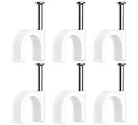 60 Pieces Wire Clips for Cables,Cable Clips White,Cable Wall Clips,Cable Tacks,Management Holder for Organiser Desk,Wall,Office and Home,Outdoor(10mm)