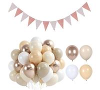 60 Pieces With Ribbon Balloons And 1 Piece Pulling Flag, Colorful Inflatable Balloons, Pennant Banners, Party Scene Arrangement.