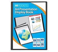 60 Pockets A4 Presentation Display Book Black x 1 Single