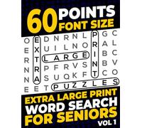 60 Points Font Size Extra Large Print Word Search for Seniors: 50 XXL Jumbo Print puzzles with 1200 words - Vol 1