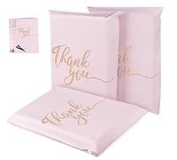 60 Postal Bags, Rose Gold Plastic Mailing Bags, 300 x 400 mm Portable Poly Plastic Postal Bags with Golden Thank You, Self-Adhesive and Opaque Parcel Bags for Clothes, Packaging Postage Mail Bags