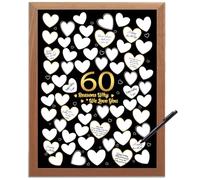 60 Reason Why We Love You,60th Birthday Wall Decor,Birthday Gifts for Women Men,Guest Canvas 60th Anniversary or Birthday Party Favors Decoration-24x18 In