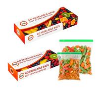 60 Resealable Zip Lock Bags 16x16cm | Clear Sandwich & Freezer Safe | Reusable, Leakproof, BPA-Free for Snacks, Fruit, Veggies, Meat