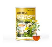 60 Roasted Dandelion Root Tea Bags, 2g/Bags, VitalForest Natural Dandelion Tea, Dried Dandelion Root Coffee Substitute, Diente De Leon, Caffeine Free, Canister Packaged