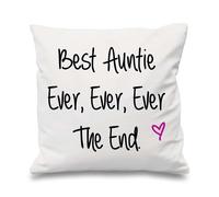 60 SECOND MAKEOVER Best Auntie Ever Ever Ever The End Cushion Cover in White | Size: 40 cm x 40 cm 60 SECOND MAKEOVER White 40 cm x 40 cm
