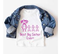 60 SECOND MAKEOVER Best Big Sister Ever Triplets T-Shirt in White | Size: 5-6 Years 60 SECOND MAKEOVER White 5-6 Years