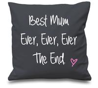 60 SECOND MAKEOVER Best Mum Ever Ever Ever The End Cushion Cover in Grey | Size: 40 cm x 40 cm 60 SECOND MAKEOVER Grey 40 cm x 40 cm
