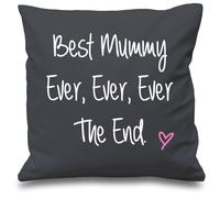 Grey Cushion Cover Best Mummy Ever Ever Ever The End 16" x 16" Mum Friend Gift Decorative Cushion Home Mothers Day 60 SECOND MAKEOVER Grey 40cm x 40cm
