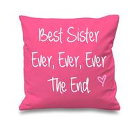 60 SECOND MAKEOVER Best Sister Ever Ever Ever The End Cushion Cover in Pink | Size: 40 cm x 40 cm 60 SECOND MAKEOVER Pink 40 cm x 40 cm