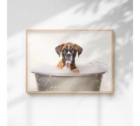 60 SECOND MAKEOVER Boxer In The Bath Quirky Animal Print | Size: A3 60 SECOND MAKEOVER Multicolor A3