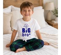 60 SECOND MAKEOVER Boy's Big Bro Pyjamas Children Tartan Trouser Bottoms Pyjama Set Big Brother in Green | Size: 2-3 Years 60 SECOND MAKEOVER Green 2-3 Years