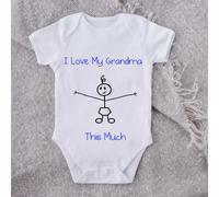 60 SECOND MAKEOVER Boy's I Love My Grandma This Much Baby Grow in White | Size: 0-3 m 60 SECOND MAKEOVER White 0-3 m