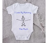 60 SECOND MAKEOVER Boy's I Love My Mummy This Much Baby Grow in White | Size: 3-6 m 60 SECOND MAKEOVER White 3-6 m