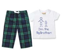 60 SECOND MAKEOVER Boy's I'm The Big Brother Pyjamas Children Trouser Bottoms Pyjama Set Big Brother in Green | Size: 18-24 m 60 SECOND MAKEOVER Green 18-24 m