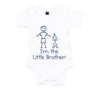 60 SECOND MAKEOVER Boy's I'm The Little Brother Baby Grow in White | Size: 3-6 m 60 SECOND MAKEOVER White 3-6 m