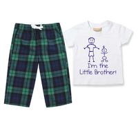 60 SECOND MAKEOVER Boy's I'm The Little Brother Pyjamas Children Trouser Bottoms Pyjama Set Little Brother in Green | Size: 11-12 Years 60 SECOND MAKEOVER Green 11-12 Years