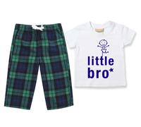 60 SECOND MAKEOVER Boy's Little Bro Pyjamas Children Tartan Trouser Bottoms Pyjama Set Little Brother in Green | Size: 9-10 Years 60 SECOND MAKEOVER Green 9-10 Years