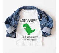 60 SECOND MAKEOVER Boy's Nephew Dinosaur T-Shirt in White | Size: 12-13 Years 60 SECOND MAKEOVER White 12-13 Years