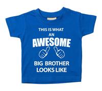 60 Second Makeover Limited This is What an Awesome Big Brother Looks Like Big Brother Gifts New Baby Announcement T Shirt Tops Top Tee Blue Tshirt Size - 9-11 Years