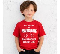 60 SECOND MAKEOVER Boy's This is What An Awesome Big Brother Looks Like T-Shirt in Red | Size: 2-3 Years 60 SECOND MAKEOVER Red 2-3 Years