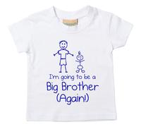 60 SECOND MAKEOVER Boy's White I'm Going To Be A Big Brother Again Blue T-Shirt | Size: 5-6 Years 60 SECOND MAKEOVER White 5-6 Years