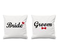 60 SECOND MAKEOVER Bride & Groom Cushion Covers in White | Size: 40 cm x 40 cm 60 SECOND MAKEOVER White 40 cm x 40 cm