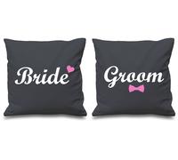 60 SECOND MAKEOVER Bride & Groom Grey Cushion Covers 16" x 16" Couples Cushions Wedding Marriage Honeymoon Bedroom Decorative Cushion Ho 60 SECOND MAKEOVER Grey 40 cm x 40 cm