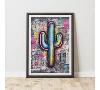 60 SECOND MAKEOVER Cactus Graffiti Print Urban Street Art Poster Junk Journal | Size: A4 60 SECOND MAKEOVER Multicolor A4