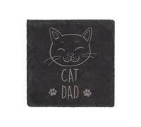 60 SECOND MAKEOVER Cat Dad Slate Coaster Engraved Gift From The Cat in Black 60 SECOND MAKEOVER Black