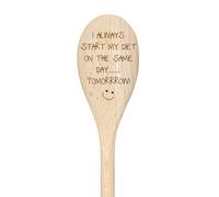 60 SECOND MAKEOVER Diet Spoon I Always Start My Diet On The Same Dy Tomorrow Funny Wooden Spoon in Beige 60 SECOND MAKEOVER Beige