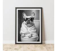 60 SECOND MAKEOVER French Bulldog On The Toilet Animal Print | Size: A4 60 SECOND MAKEOVER Multicolor A4