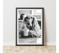 60 SECOND MAKEOVER Funny Afghan Hound Drinking Coffee Print | Size: A4 60 SECOND MAKEOVER Multicolor A4