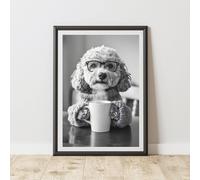 60 SECOND MAKEOVER Funny Cockapoo Drinking Coffee Print | Size: A4 60 SECOND MAKEOVER Multicolor A4