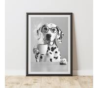 60 SECOND MAKEOVER Funny Dalmatian Drinking Coffee Print | Size: A4 60 SECOND MAKEOVER Multicolor A4