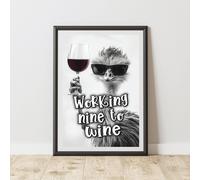 60 SECOND MAKEOVER Funny Emu Working Nine To Wine Print | Size: A3 60 SECOND MAKEOVER Multicolor A3