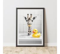 60 SECOND MAKEOVER Funny Giraffe Rubber Duck Print | Size: A4 60 SECOND MAKEOVER Multicolor A4